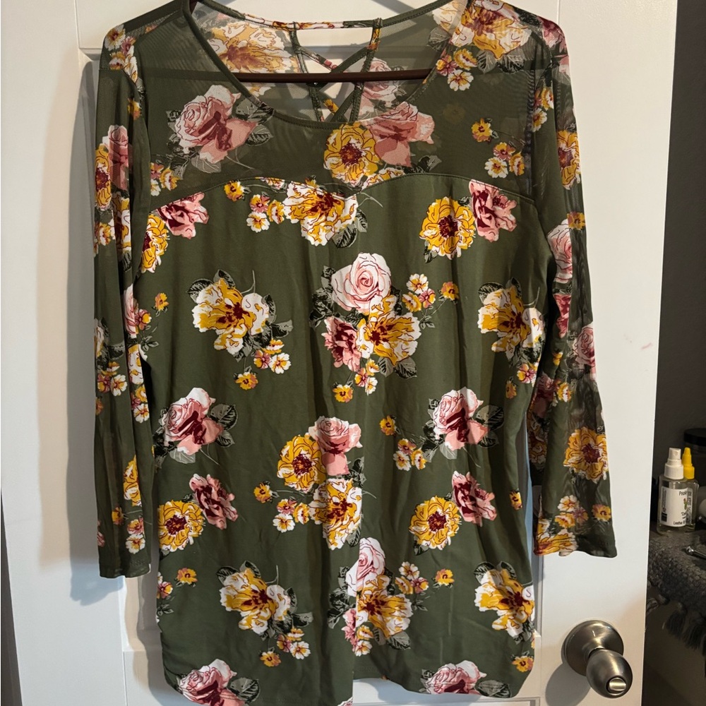 Green Floral Blouse